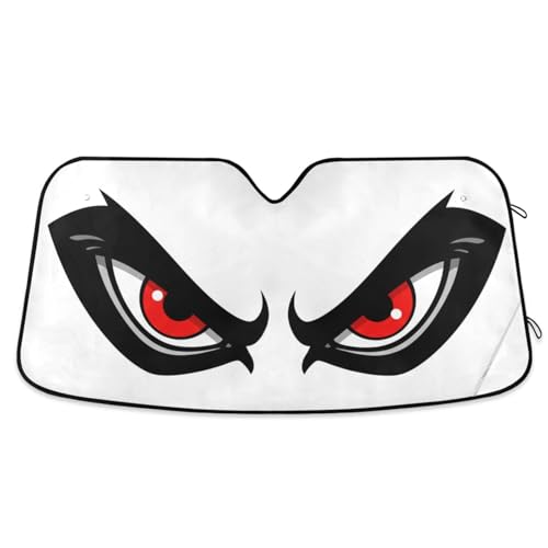 Windshield Sun Shade Cartoon Angry Red Eyes Front Window Block UV Shades Visor Reflective Retractable for Car SUV Trucks - color: B002