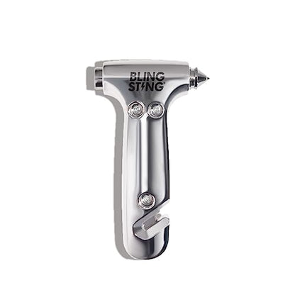 BLINGSTING Safety Hammer - Emergency Automotive Escape Tool with Window Breaker, Seat Belt Cutter & Adjustable Car Visor Strap - Tempered Glass Breaker - Steel Blade - Silver (1 Count) - color: Silver 1