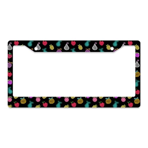 GENANY Power Fruit License Plate Frame License Plate Frames, Anime Car License Plate Cover Fits Standard US Vehicles, Anime Car Accessories, Personalised Car Decorations for Women Men - color: Anime Power Fruit