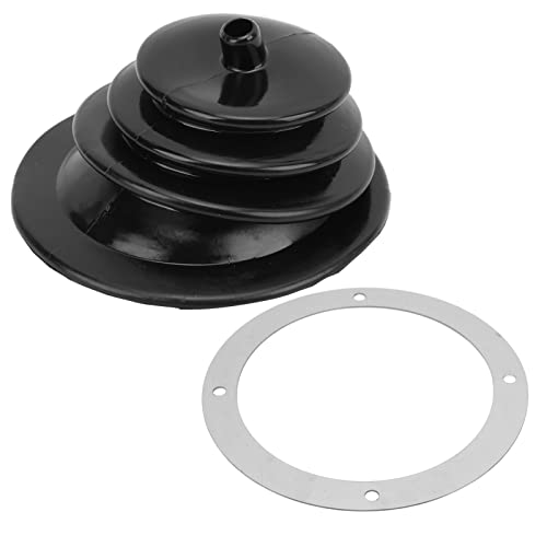 Tbest Universal Car Shift Knob Boot,Shifter Boot and Plate Kit,Gear Shift Handbrake Lever Boot Plate Kit Dustproof Black Rubber Round 5.250in/13.3cm Universal Shifter Boot Plate Shift Dust Cover Gait