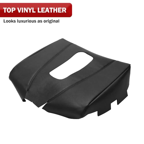 KBH Car Center Console Armrest Cover Replacement for Cadillac Escalade 2015 2016 2017 2018 2019 2020, Vinyl Leather Upholstery, Anti-Scratch, Black (Leather Part Only) - color: Black Vinyl, size: Cadillac Escalade 2015-2020