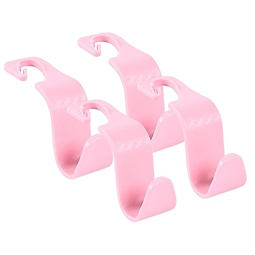 Car Seat Headrest Hooks Vehicle Storage Organizer for Purses Handbags Groceries Coats – Holds 55 lbs 360° Rotating Checkered Pattern Design 4 Pack (Pink Checkered) - color: Pink Checkered