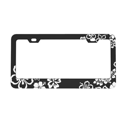 Black White Cherry Blossoms License Plate Frame, Floral Flowers Aluminum License Plate Holder, Women License Plate Decorative 2 Holes & Screws, 6 X 12 in - color: Black White Cherry Blossoms, size: 6"L x 12"W