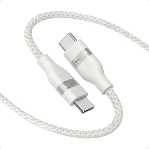 Anker Nano USB C Cable, 240W Flexible Multi-Color Braided Cord, Fast Charging Type C Charger for iPhone 17 Series, MacBook Pro and More (White, 6ft) - color: White, size: 6ft