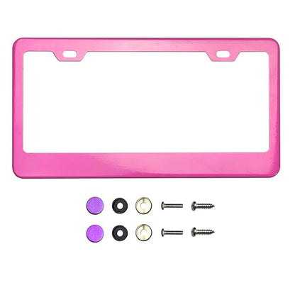 T304 Stainless Steel License Plate Frame – 8K Mirror Polish Finish, Rust-Resistant, Slim Design, Universal Fit, Includes Screw Caps, Washers & Stainless Steel Screws (Baby Pink) - color: Baby Pink