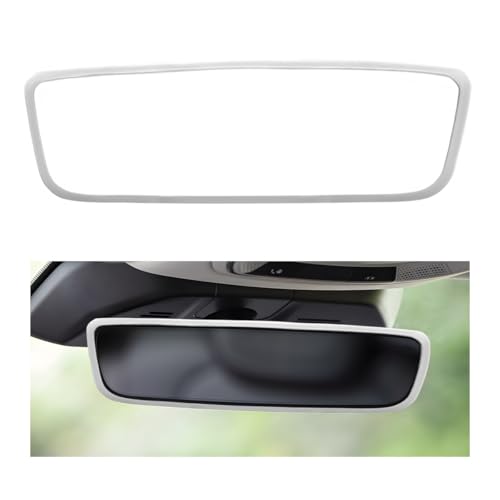 Rear View Mirror Protector Frame, Rearview Mirror Edge Protective Cover Car Interior Decoration, Silicone Auto Rearview Mirrors Trim Compatible with Model 3 Y for Women Men (White) - color: White