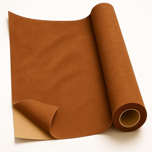 Self-Adhesive Suede Decorative Film for Car - Headliner/Dash/Door/Trunk | Stretchable & Scratchproof Ultra-Fiber Leather | DIY Peel & Stick (Yellowish Brown 10"x59") - color: Yellowish Brown, size: 10"x59"