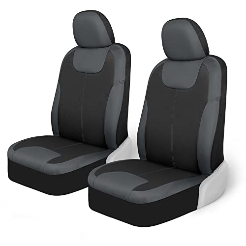 Motor Trend Gray Waterproof Seat Covers for Front Seats – Premium Neoprene, Car Seat Protectors with Removable Headrest, Interior Covers for Auto Truck Van SUV - color: Gray Front Seats