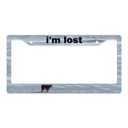 GENANY Funny Cow License Plate Frame License Plate Frames, Humorous Car License Plate Cover Fits Standard US Vehicles, Funny Car Accessories, Personalised Car Decorations for Women Men - color: Cow Lost