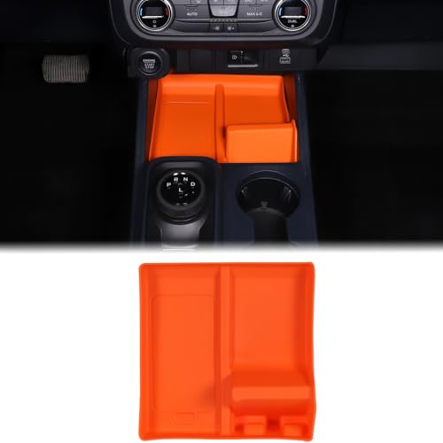 Aunginsy Center Console Shifter Storage Tray Compatible with Ford Maverick 2022-2026, Not Fit 2025+ Model with Wireless Charge, Gear Shift Groove Shock Pad Organizer Storage Box Insert TPE Accessories - color: Orange