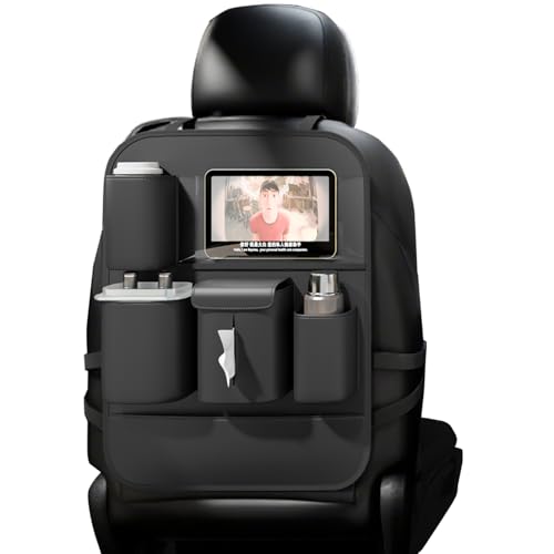 GMQ Backseat Car Organizer with Touch Screen,Protectors Kick Mats Travel Accessories for Kids,Multifunctional Seat Back Organizer Car Travel Organizer Accessories (Black, 1PC) - color: Black, size: 1pc