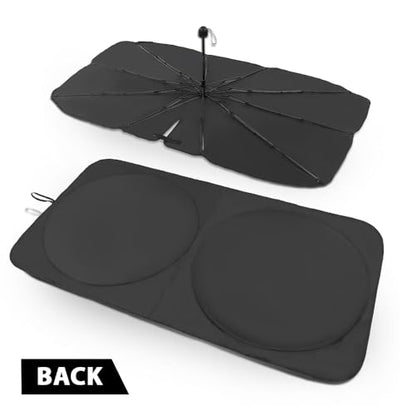 Foldable Windshield Sunshade & Sun Shade Umbrella for Cars, Trucks & SUVs,99% UV Blocking,Long-Frequency and Short-Frequency Demand,Medium (Sunshade 62.99"x33.86",Umbrella 55.12"x31.5") - size: Medium