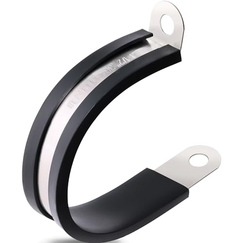 OURU 50PCS Cable Clamps 1-1/2 Inch 304 Stainless Steel Cable Clamps Rubber Coated Cushioned Insulated Cable Clamp,Automotive Wire Clamps,Pipe Clamps,Metal Clamp for Tube,Wire Cord Installation(38mm) - size: 50 PCS - 1-1/2 Inch