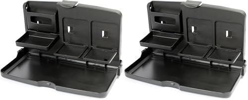 Eurow Car Backseat Travel Tray with Dual Cup Holders, Snack and Meal Storage, Phone Slot, Hooks, Easy-Clean Surface, Fits Most Vehicles, Installs in Seconds, Ideal for Kids and Road Trips (Pack of 2) - size: universal (Pack of 2)