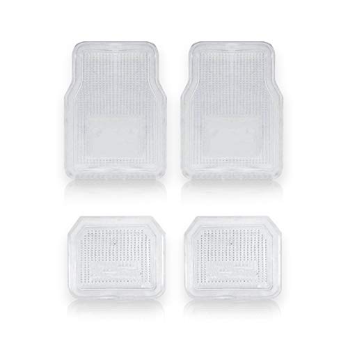 Vaygway All Weather Floor Mats-Universal 4 Piece Car Interior- Rubber Clear Car Plastic Rug-Blue-Tinged Weather Protection Mats - style: Clear Plastic Floor Mat