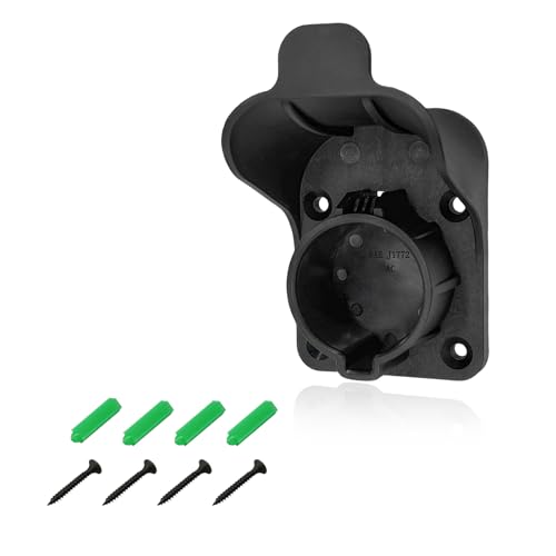 EV Charger Holder, Wall Mount Electric Car Charging Cable Organizer for SAE J1772 Charger, Space-Saving Nozzle Holster Dock Cable Hanger for Electric Vehicle Charging