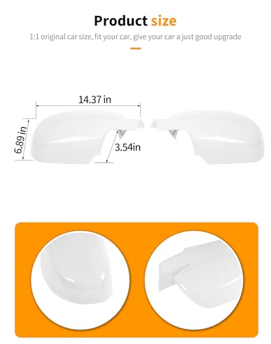 White Fully Mirror Caps Covers Compatible with 2007-2014 Chevy Silverado GMC Sierra Avalanche Tahoe Suburban Yukon Escalade ESV Side View Door Mirror Cover Caps (Left Right) - color: Fully Caps White