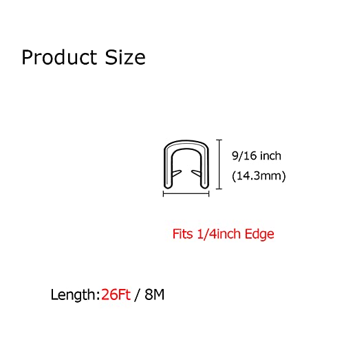 Rubber Edge Trim Black 26Feet, Fits 1/4” Edge, Flexible U Shape Seal Strip for Sharp/Rough Surfaces, Cars, Trucks, Boats - style: Fits 1/4" Edge