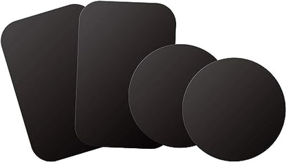 Mount Metal Plate with Adhesive for Magnetic Cradle-Less Mount by WixGear - X4 Pack 2 Rectangle and 2 Round (Compatible with Magnetic mounts) (Black) - color: Black