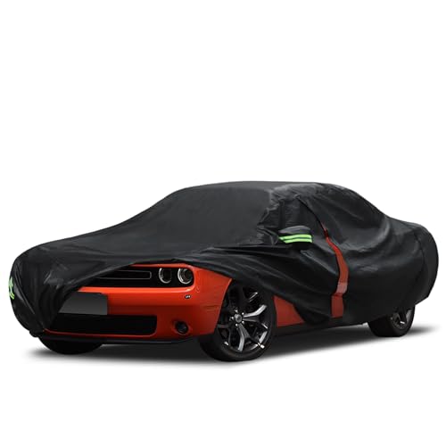 Car Cover Custom Fit for Dodge Challenger 2008-2026, Migaven Waterproof Full Exterior Cover Rain Sun Hail Protection with Door Zipper & Inner Cotton - color: Black, size: Custom Fit for Dodge Challenger