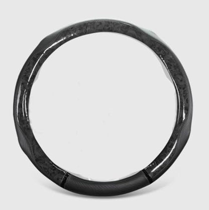 Peach Wood Grain Steering Wheel Cover Anti-Slip Breathable Durable Leather Four Seasons Universal 15 Inch Car Wrap Cover (Black) - color: Black