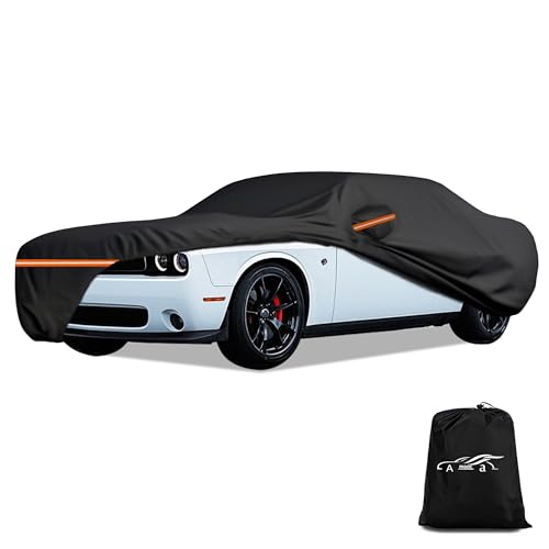Amooca Heavy-Duty Car Covers Custom Fit for Dodge Challenger 2008-2024 Waterproof Sun-Proof All Weather for Automobiles Snow Cover 420D with Door Zipper Cotton Lining - color: A06-Custom Fit Dodge Challenger 2008-2024