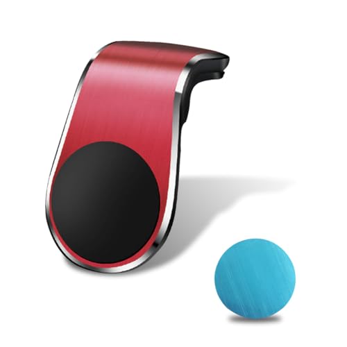 YoRise Magnetic Car Phone Holder, L Type 360° Rotatable Adjustable Car Air Vent Cellphone Mount, No-Hand Clip-On Navigation Bracket, Universal Vehicle Smartphones Stand Accessories (Red) - color: Red