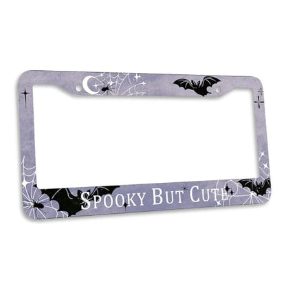 Cute Halloween License Plate Frame Retro Bats Web Spooky Personalise Stainless Steel Funny Design Compatible with Standard License Plate Holder for USA and Canada 6.3 x 12.2 in - color: Cute Halloween, size: 6.3 X 12.2 In-1PC