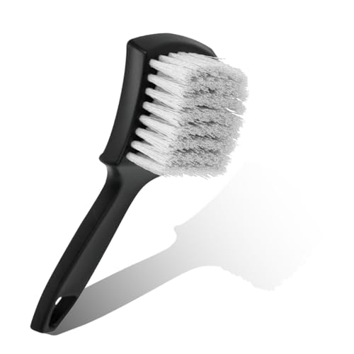 Car Wheel Brush, Stiff Bristle Short Handle Scrub Tire & Wheel Rim Brush, No-Scratch Carpet/Floor Mat Detailing Tool, Auto Interior and Exterior Cleaning Supply for Vehicle, Home (White) - color: White