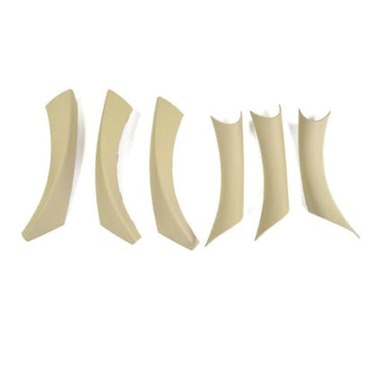 6Pcs/Set Carbon Fiber ABS Inner Interior Door Panel Pull Handle Cover for BMW E90 325i 328i 335i 330i 2006 2007 2008 2009 2010 2011 (Beige) - color: Beige