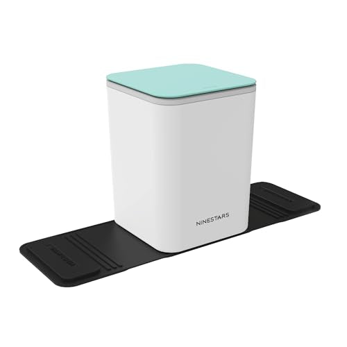Ninestars Mini Car Trash Can with Press Lid, 3L / 0.79 Gallon Small Garbage Bin, Foldable Leak-Resistant Design with Weighted Non-Slip Base for Car Floor & Center Console (White & Green) - color: White & Green