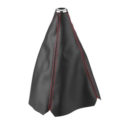 Shift Boot, PU Leather Shifter Boot Cover Universal, Shift Boot Retainer Stick Shift Sleeve Gear Shifter Boot Gear Gaiter Cover Black Bright Red Stitch for Manual Transmission Car