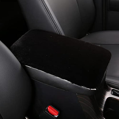 Fluffy Furry Armrest Cover for Car, Auto Center Console Cover Pad Car Soft Console Pad Wool Fur Armrest Seat Box Cover Protector Universal Fit for Most Vehicle, SUV (Black) - color: Black