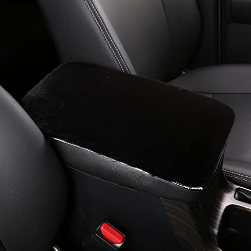 Fluffy Furry Armrest Cover for Car, Auto Center Console Cover Pad Car Soft Console Pad Wool Fur Armrest Seat Box Cover Protector Universal Fit for Most Vehicle, SUV (Black) - color: Black