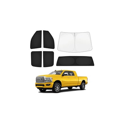 KUST Car Window Shades for Dodge RAM 2500/3500 2010-2025 2026 Windshield Sun Shade Side Window Cover UV Block Privacy Protection Ram Accessories for Camping Blackout Rear Back Full Set 6PCS - size: FOR | Dodge Ram 2500 3500 2010-Present