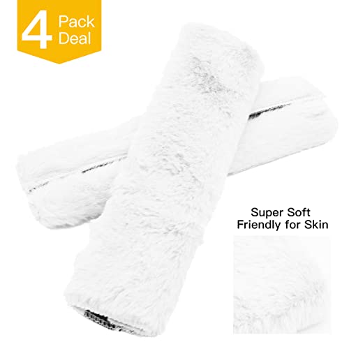 4Pack Seatbelt Covers for Kids,Seat Belt Cushion Cover,Infant Baby Car Seat Neck Shoulder Strap Pads,Soft Newborn Carseat Stroller Straps Covers Accessories(White) - color: White