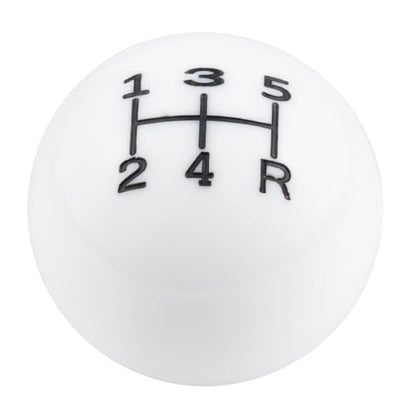Abfer Ball Shift Knob 5 Speed Round Gear Stick Shifter Knobs Car Shifting Lever Handle Transmission Fit for Most Automatic Manual Vehicles (White) - color: White