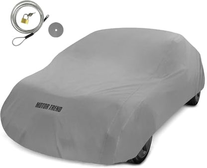 Motor Trend Breathable Lightweight Car Cover, Anti-Moisture Build-Up Water-Resistant Scratch-Resistant Travel-Friendly, Universal Fit for Cars SUVs Trucks Vans All-Weather Outdoor/Indoor, (XL) 210" L - size: XL