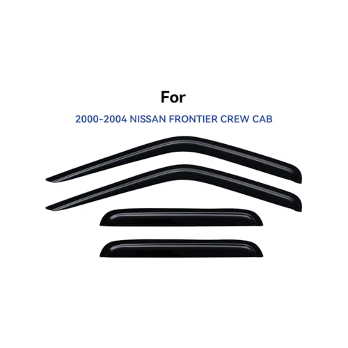 Window Visors Rain Guards for 2000 2001 2002 2003 2004 Nissan Frontier Crew Cab, Out-Channel Window Vent Wind Deflectors Visors Shades for 00 01 02 03 04 Frontier - size: 2000-2004 Nissan Frontier Crew Cab