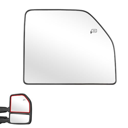 Senzeal Passenger Side Heated Upper Mirror Glass Replacement for Ford F150 2015-2020 Ford F250 F350 F450 F550 2017-2022 Tow Mirror FL3Z17K707G (Right Side) - size: Passenger Upper Side (Right)