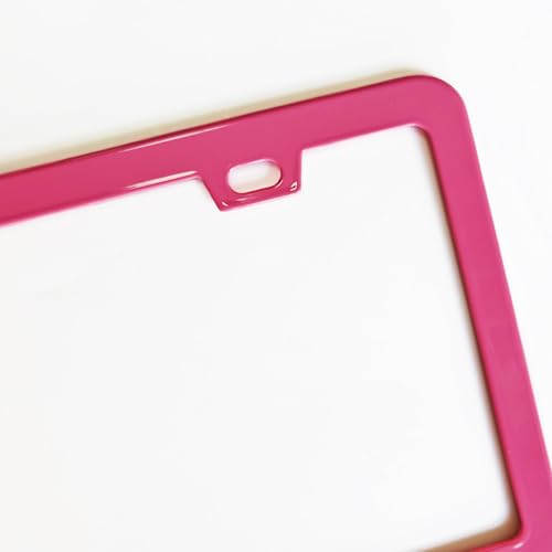 Pink License Plate Frame 2 Packs Aluminum Metal License Plate Holder for Car Universal Fit for Women - color: Pink