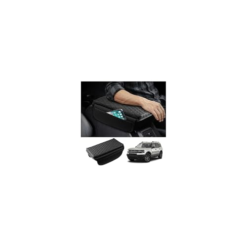 Shademax Center Console Cover for Ford Bronco 2/4 Door 2026 2025 2024 2023 2022 2021 Accessories, Armrest Cover Cushion Pad PU Leather Armrest Seat Box Scratches Protector with Pockets Storage Bag - size: For Ford Bronco 2/4 Door 2021-2026
