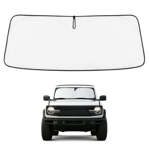 Proadsy 2026 Upgrade Windshield Sun Shade Custom Fit Ford Bronco 2/4-Door 2021-2025 2026 Foldable Front Sunshade Protector Blocks UV Rays Keep Car Cooler - size: Ford Bronco 2/4-Door 2021-2025 2026