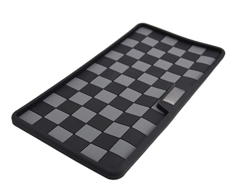 Checkered Anti-Slip Rubber Gripper Pad Tray Mat for Key Fob Sunglasses Cell Phone, Heat-Resistant on Dashboard or Armrest Interior Accessories Washable - color: Black and White Checkered, size: with Raised Edge