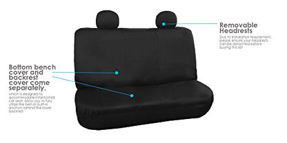 FH Group Car Seat Covers Full Set Black Neoprene - Universal Fit Waterproof Automotive Low Back Front and Solid Back Seat Cover, Washable Seat Cover for SUV, Sedan and Van - color: Solid Black