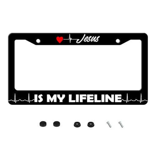 Jesus is My Lifeline License Plate Frame Funny Stainless Steel Christianity License Plate Frames Auto Parts Decoration with Screws License Plate Holder for Men Women 12x6 Inch - color: Jesus Is My Lifeline, size: one size