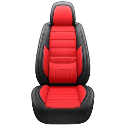 MINGBRON Front Car Seat Covers, Leather Car Seat Covers, Fit for Most Cars SUV and Most Sedan Red - color: Black Red, size: Front Pair
