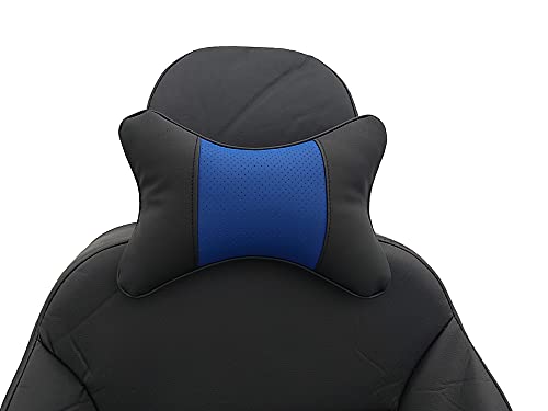Car Neck Pillows 2pcs Pack Car Headrest Pillow Pu Leather Car Cervical Pillows for Traveling Car Pillows Filled by Fiber (Black) (Black Blue) - color: Black Blue