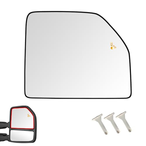 Senzeal Passenger Side Heated Mirror Glass with Blind Spot Detection BLIS for Ford F150 2015-2020 Ford F250 F350 F450 F550 2017-2022 Upper Tow Mirror (Right Side) - size: Passenger Upper Side with Blind Spot (Right)