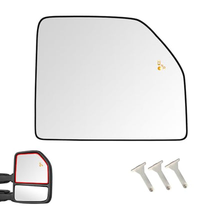Senzeal Passenger Side Heated Mirror Glass with Blind Spot Detection BLIS for Ford F150 2015-2020 Ford F250 F350 F450 F550 2017-2022 Upper Tow Mirror (Right Side) - size: Passenger Upper Side with Blind Spot (Right)